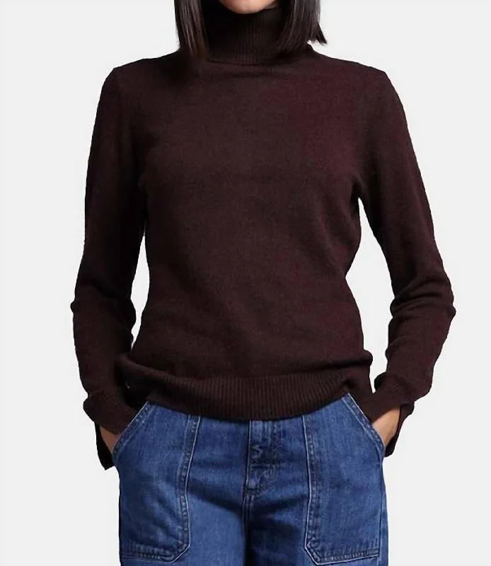 Cashmere Turtleneck Sweater In Chocolate