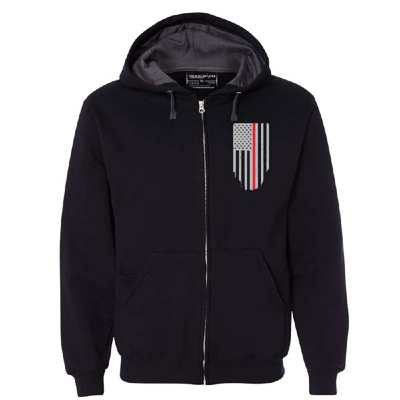 Full Zip - Honor/Respect Thin Red Line American Flag - Unisex