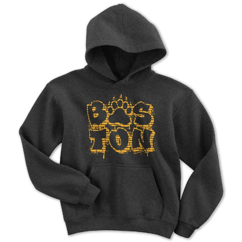 Boston Bear Paw Stacked Graffiti Youth Hoodie