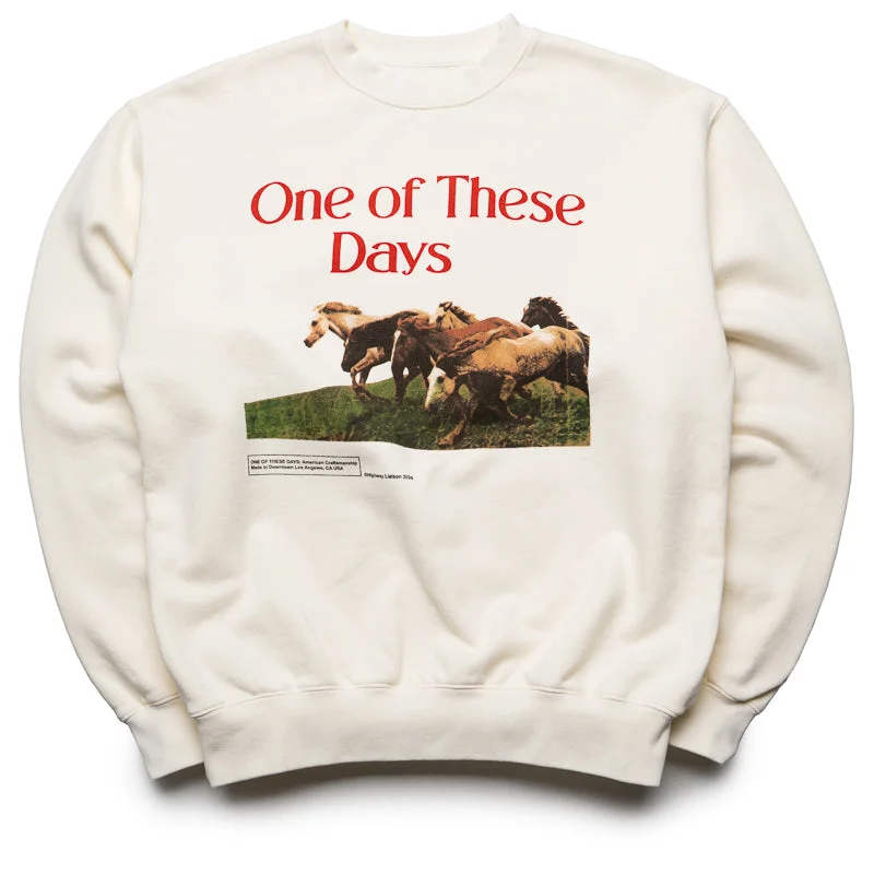 One Of These Days Wild Horses Crewneck - Bone