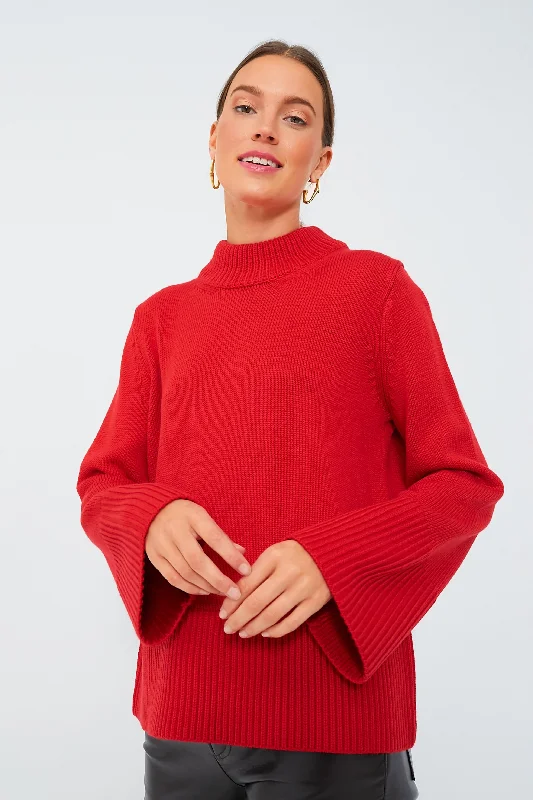 Red Crewneck Spencer Sweater