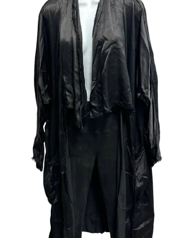 Women's 100% Cupro Duster In Black