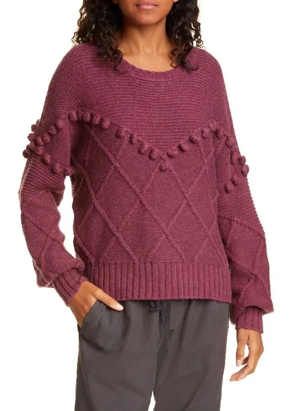 Kaaya Textured Mixed Knit Pullover Sweater In Purple