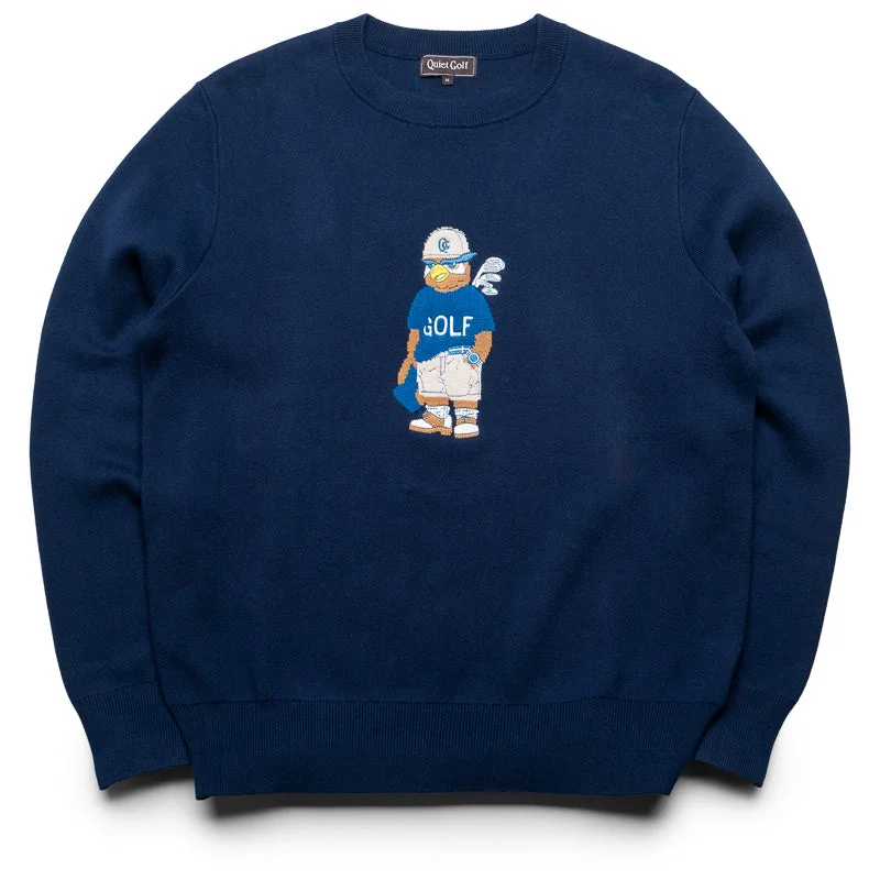 Quiet Golf QG Owl Cotton Sweater - Navy