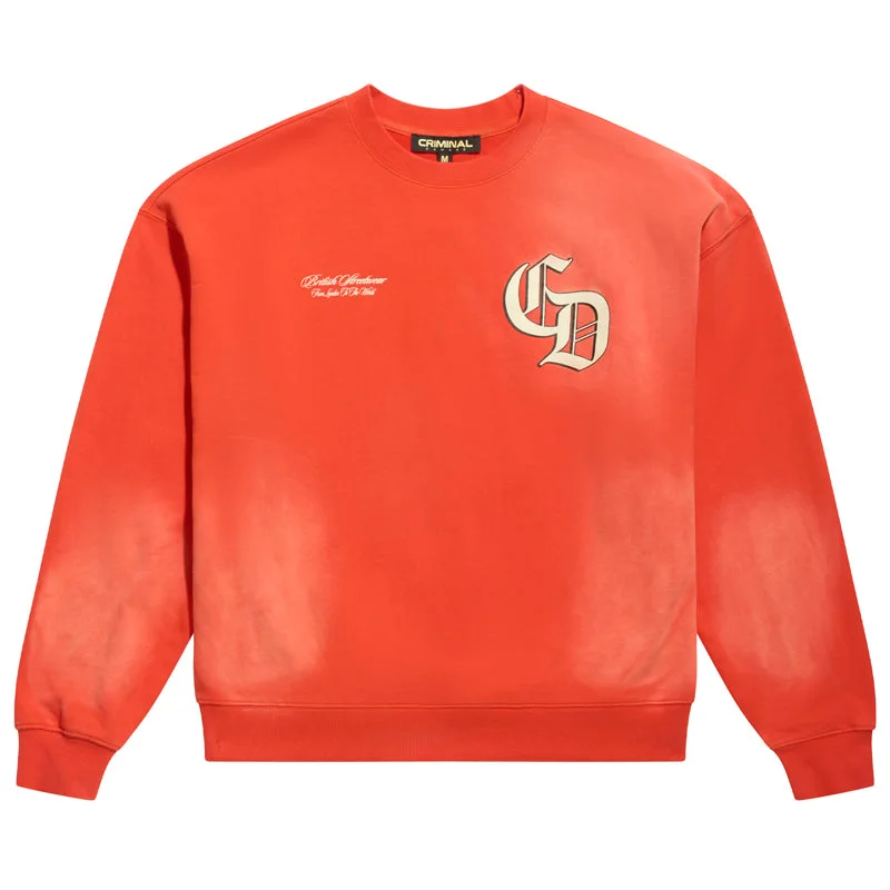 Criminal Damage Spray Varsity Sweater - Red