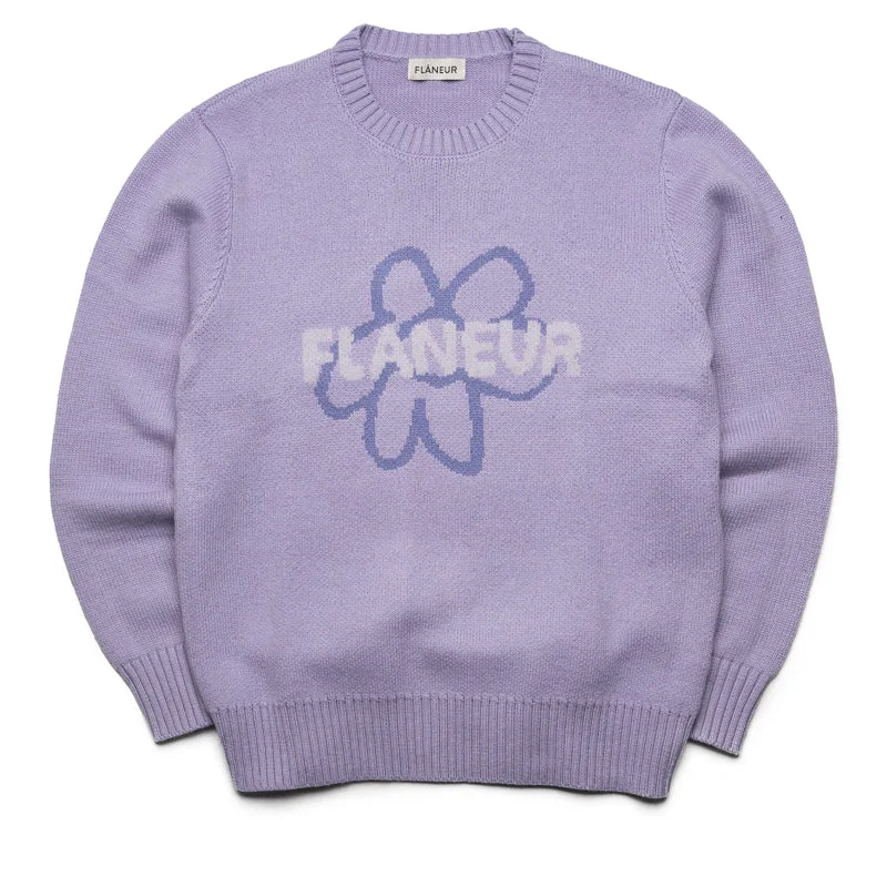 Flaneur Flower Doodle Jacquard Sweater - Purple