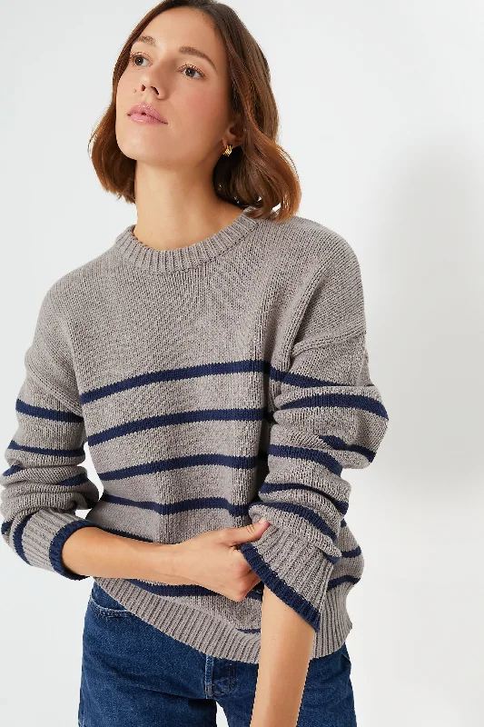 Heather Taupe Boyfriend Stripe Sweater