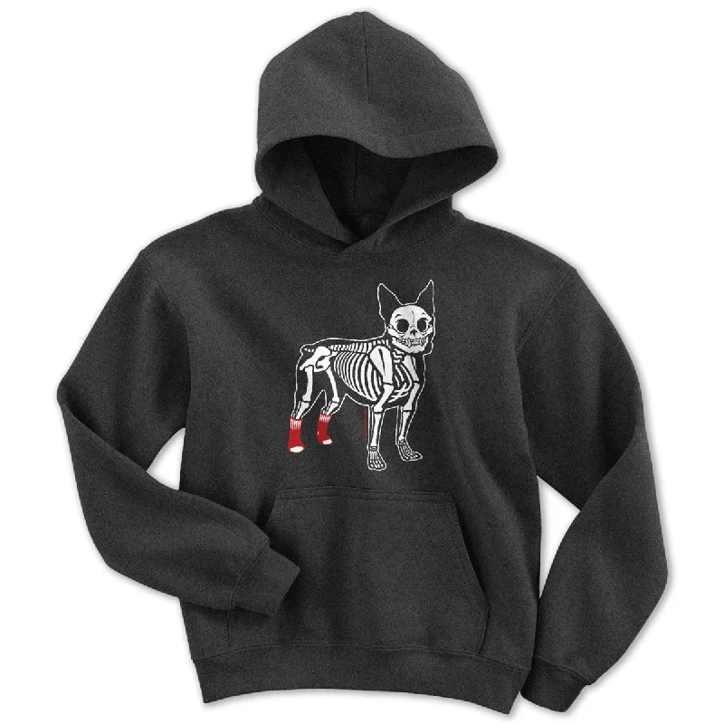 Socks On Boston Terrier Skeleton Youth Hoodie