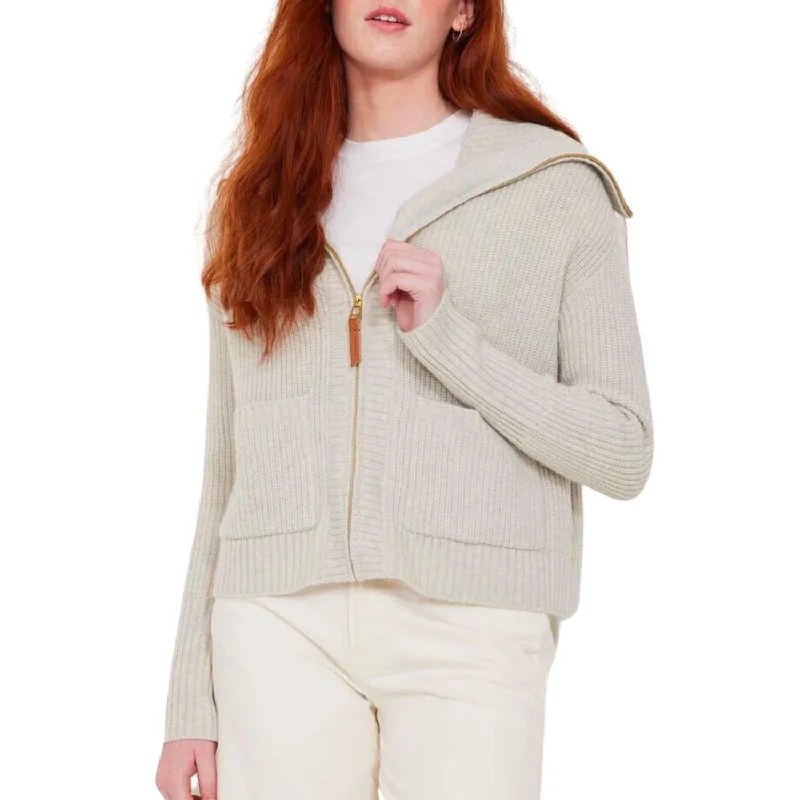 Ainsley Fisherman Cardigan In Light Grey