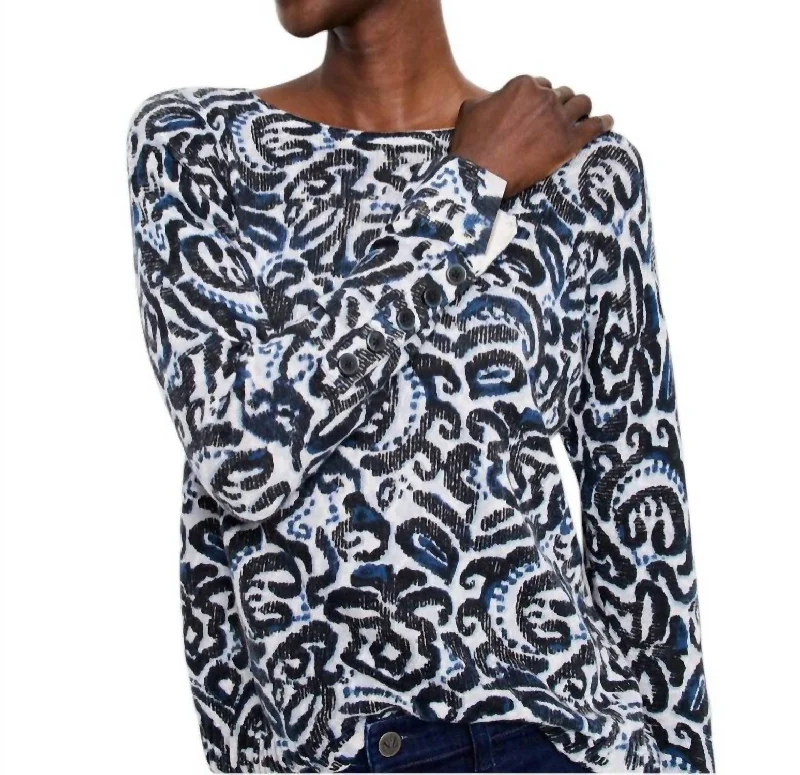 Tossed Paisley Supersoft Sweater In Indigo Multi