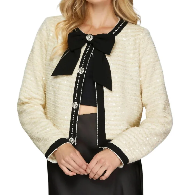 Bow Jacket In Black/cream