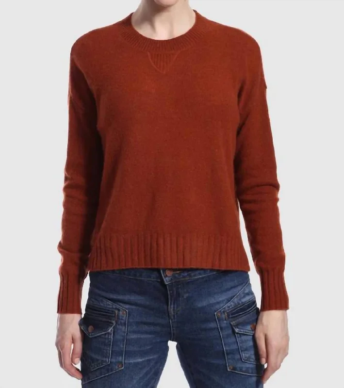 Cashmere Sport Crew Sweater In Spice