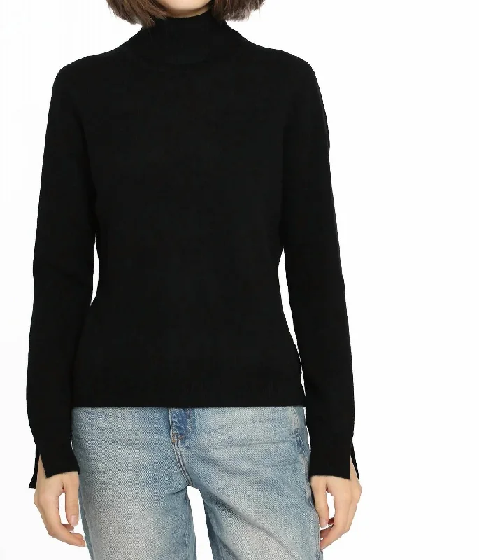 Cashmere Turtleneck Sweater In Black Onyx