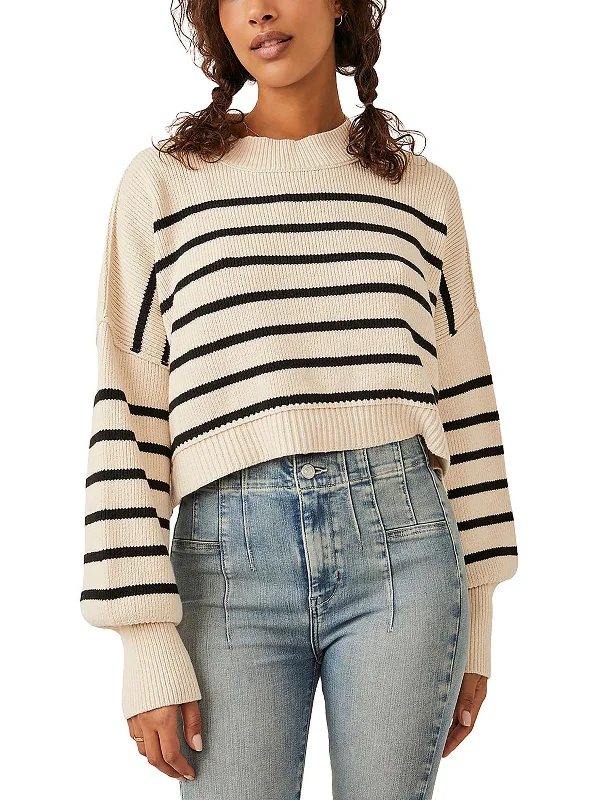 Womens Knit Striped Crop Sweater