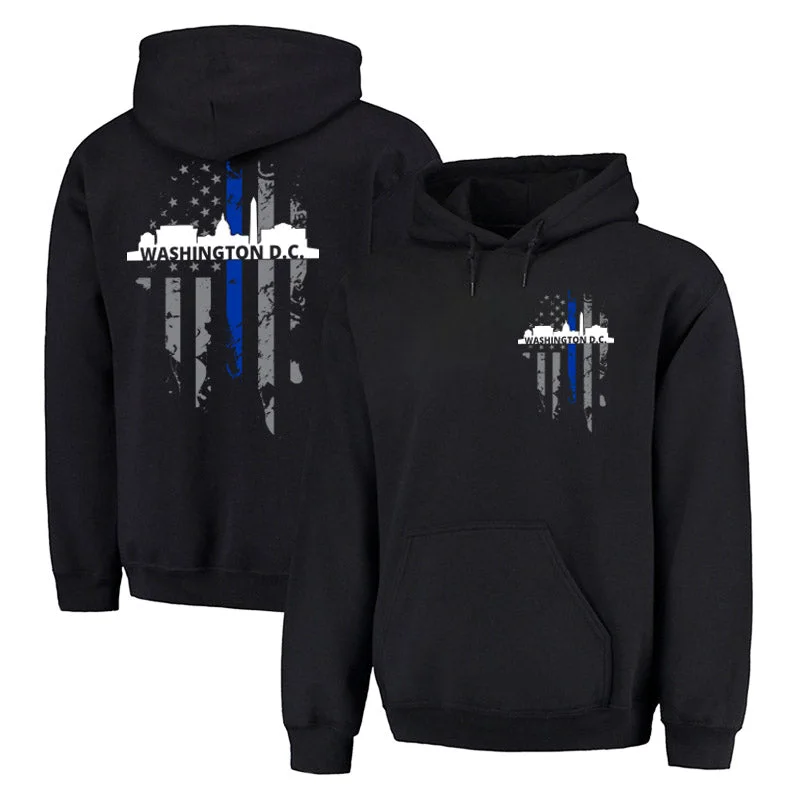 Hoodie - Thin Blue Line Washington D.C. Skyline