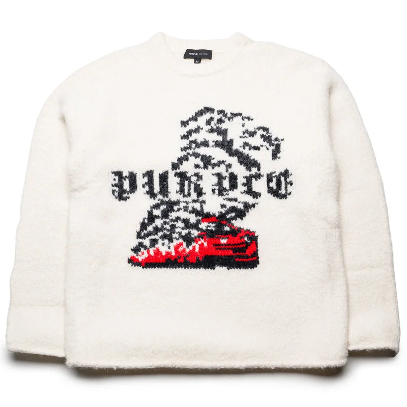 Purple Brand Smoke Show Sweater - Off White