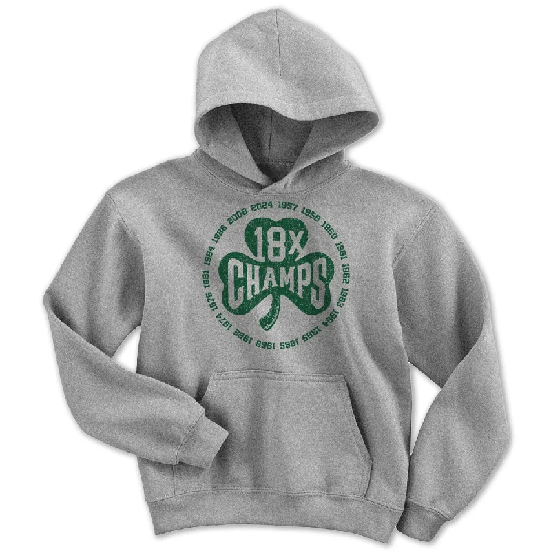 18x Boston Basketball Champions Shamrock Youth Hoodie