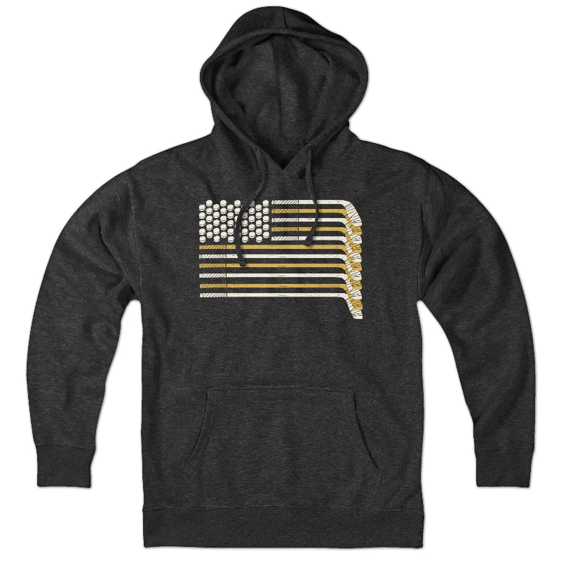 Black & Gold Boston Hockey Flag Hoodie