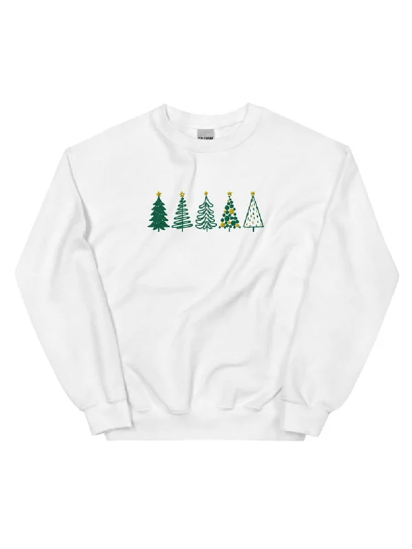 Green & Gold Christmas Trees Heavy Blend Women's Crewneck Embroidered Sweatshirt