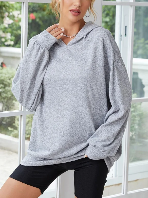 Long Sleeve Dropped Shoulder Hoodie with Ears