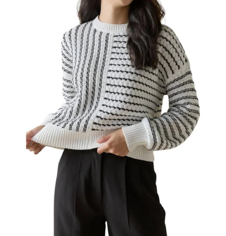 Monochrome Stripe Sweater In Black/white