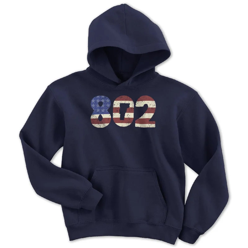 Patriotic 802 Vermont Youth Hoodie