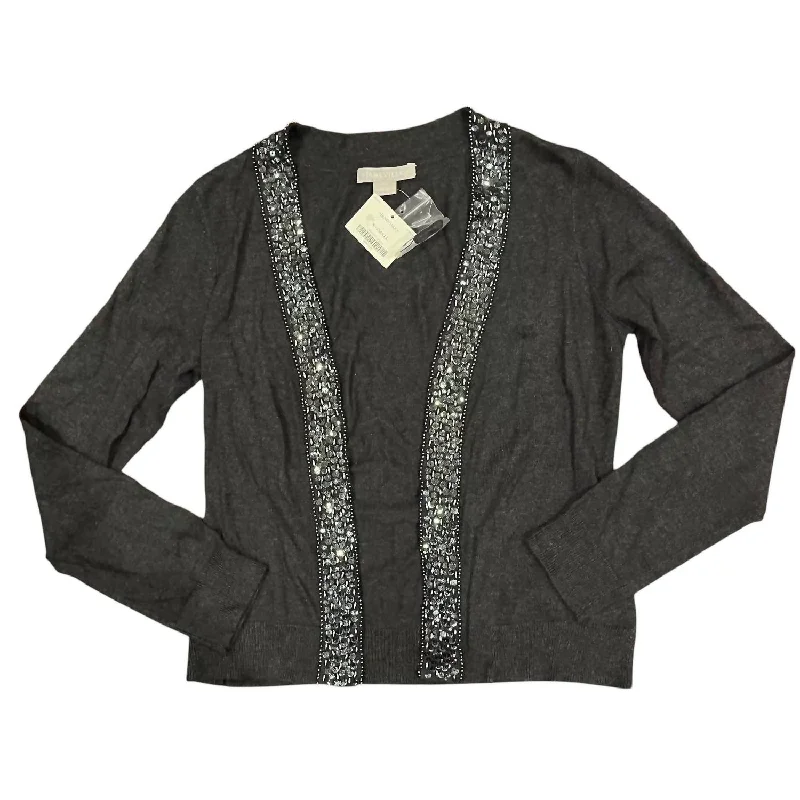 Women's Beaded Trim Cashmere Cardigan In Grey