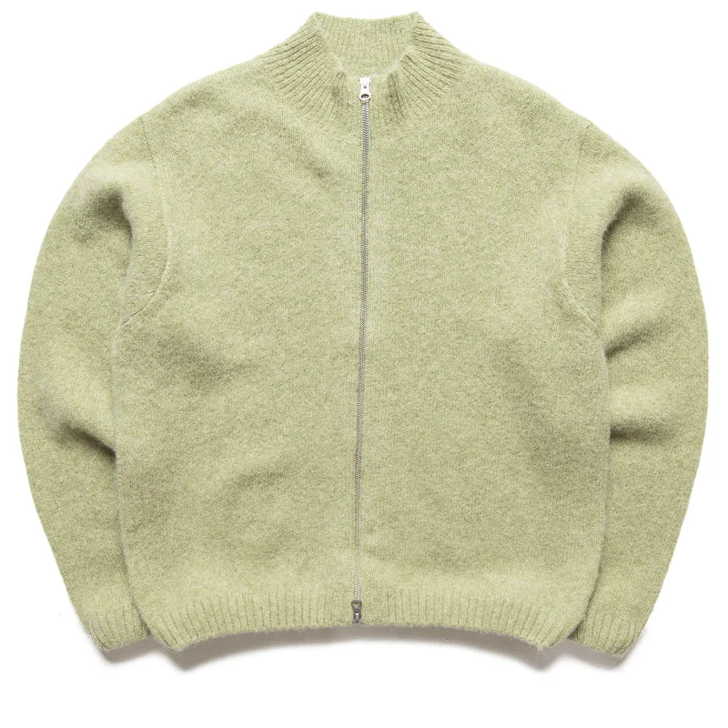 Stussy Brushed Mock Full Zip Sweater - Sage