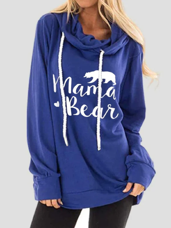 Drawstring Mama Bear Long Sleeve Women's Graphic Hoodie