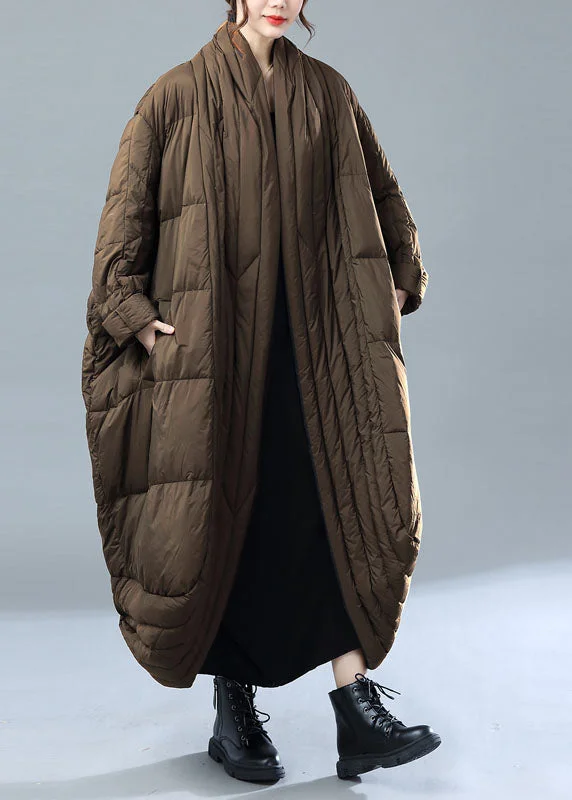 Coffee Warm Duck Down Women Witner Coats Side Open