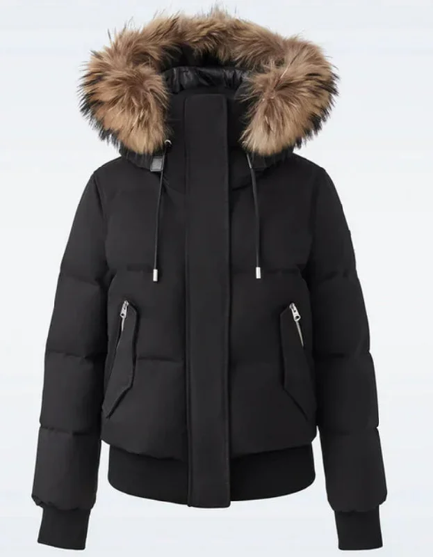 Mackage Women's Nefi Removable Fur Trim Down Jacket, Black