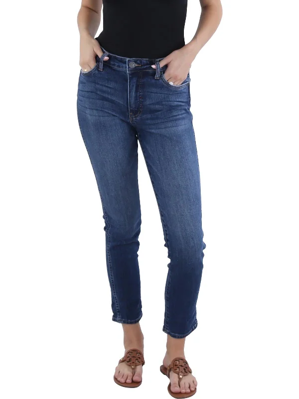 Catherine Womens High Rise Whisker Wash Boyfriend Jeans