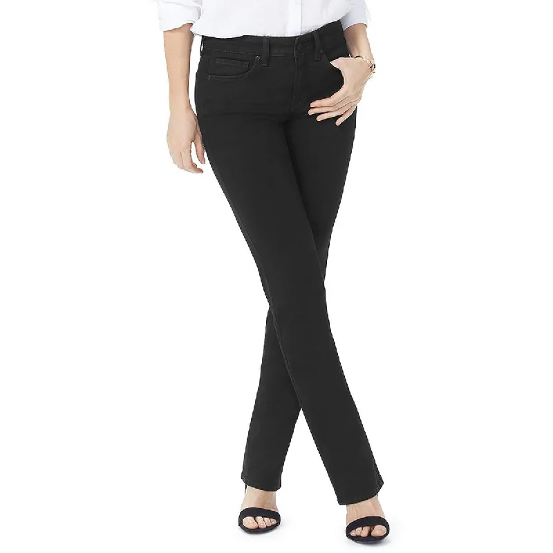 Petites Marilyn Womens High Rise Tummy Control Straight Leg Jeans