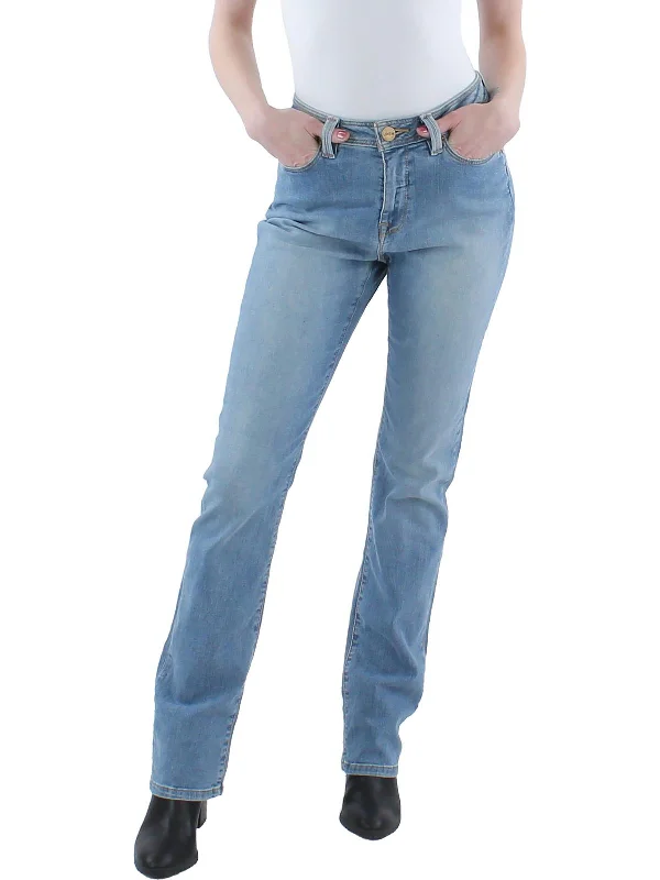 Womens Denim High Rise Straight Leg Jeans