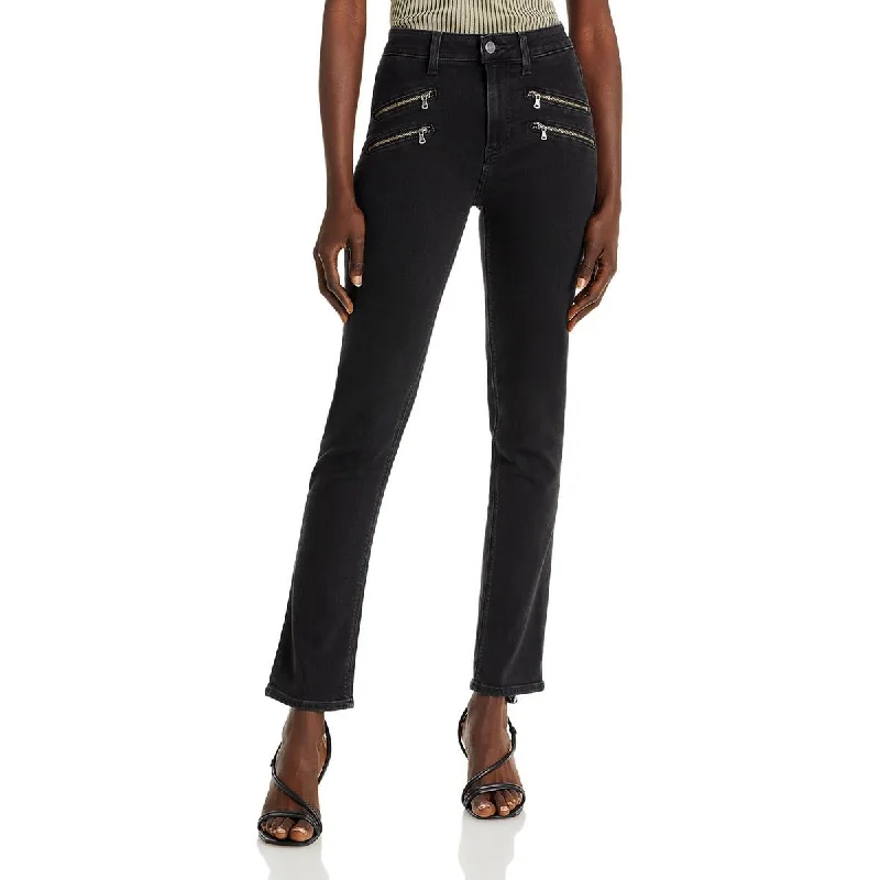 Womens Denim High Rise Straight Leg Jeans