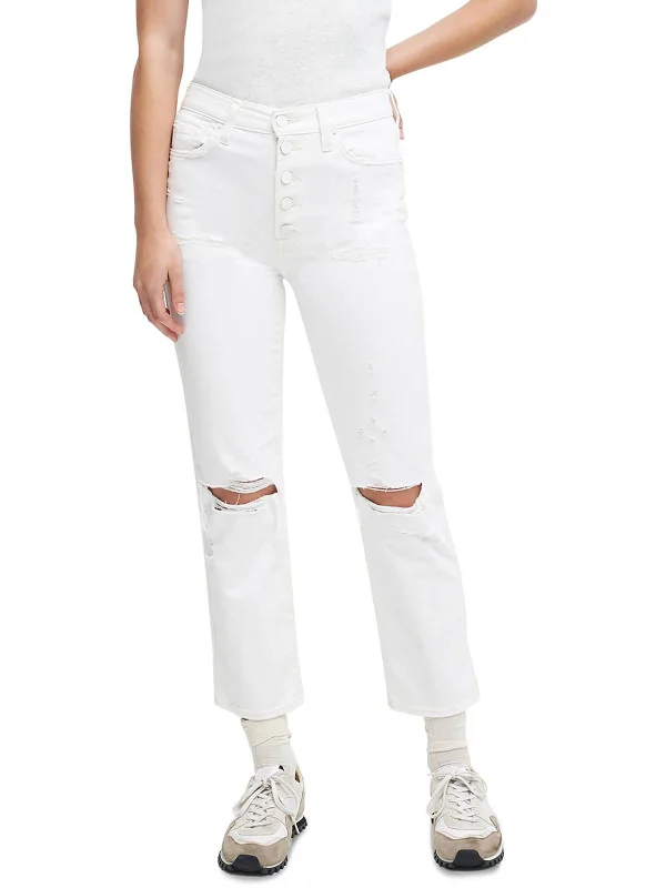 Womens Denim Straight Fit Cropped Jeans