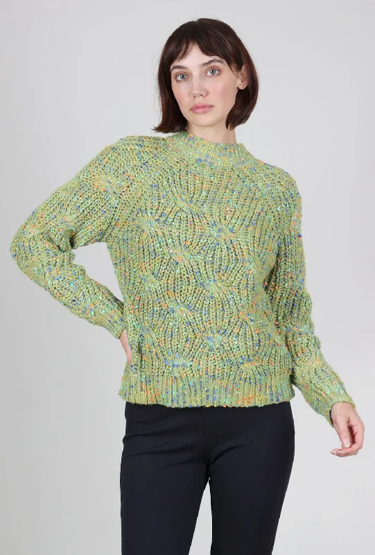 Confetti Knit Cable Sweater, Moss