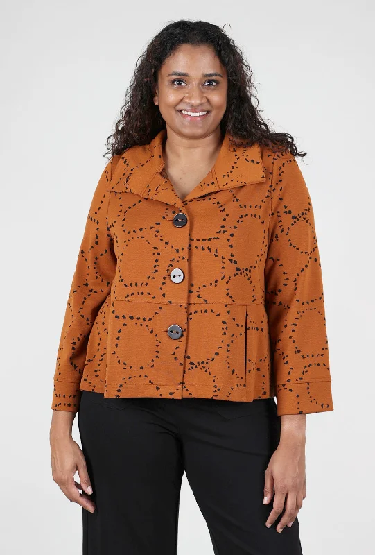 Circle Knit Jacquard Retro Jacket, Ginger