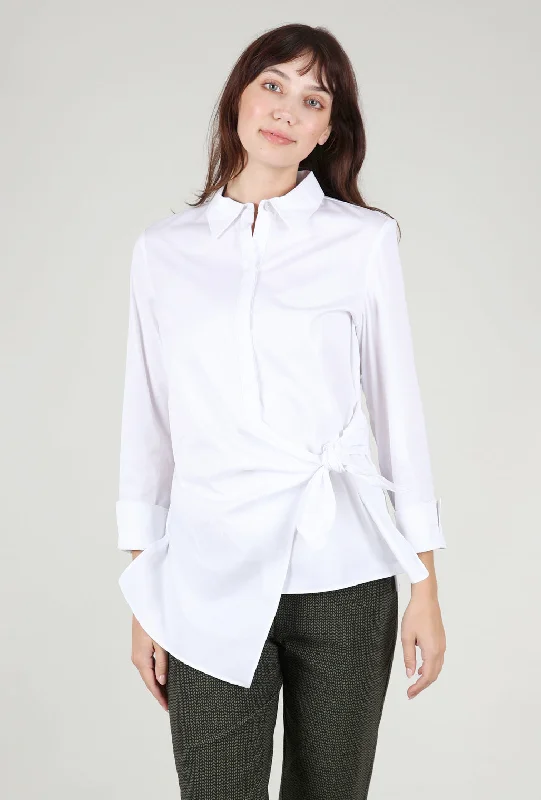 Perfect Travel Side Tie Shirt, White