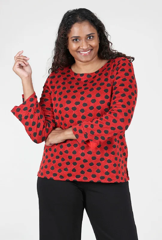 Textured Dot Boatneck Top, Apple