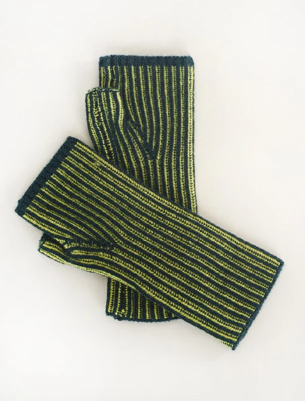 Plaited Rib Cashmere Texting Gloves, Cyprus/Moss