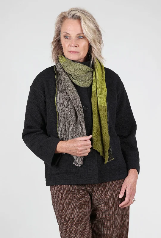 Ridge Crinkle Scarf, Lime/Charcoal