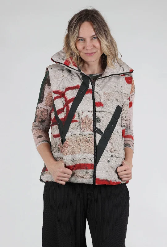 Graffiti Puffer Vest, Red