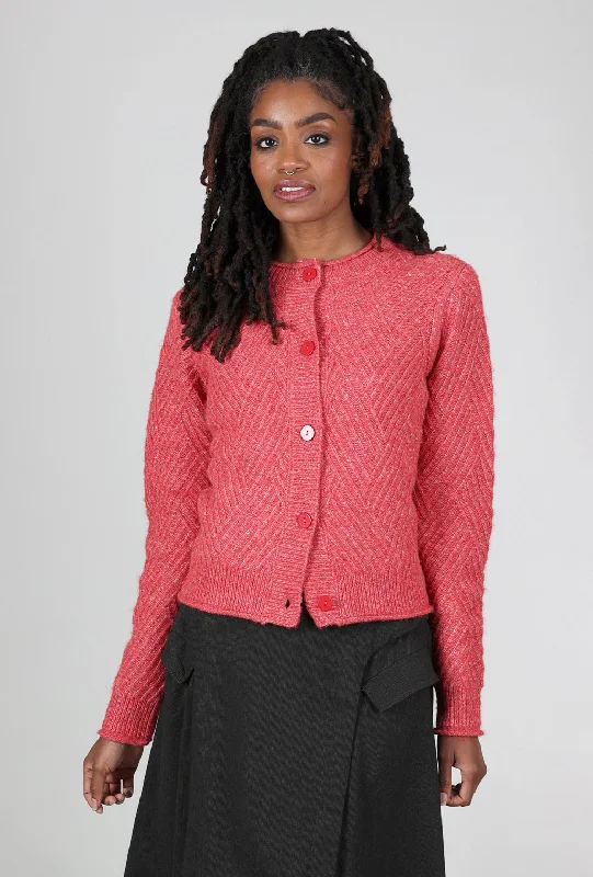 Pauline Cable Cardie, Strawberry