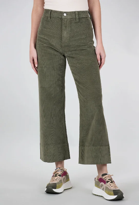 Cord Penny Crop, Olive Martini