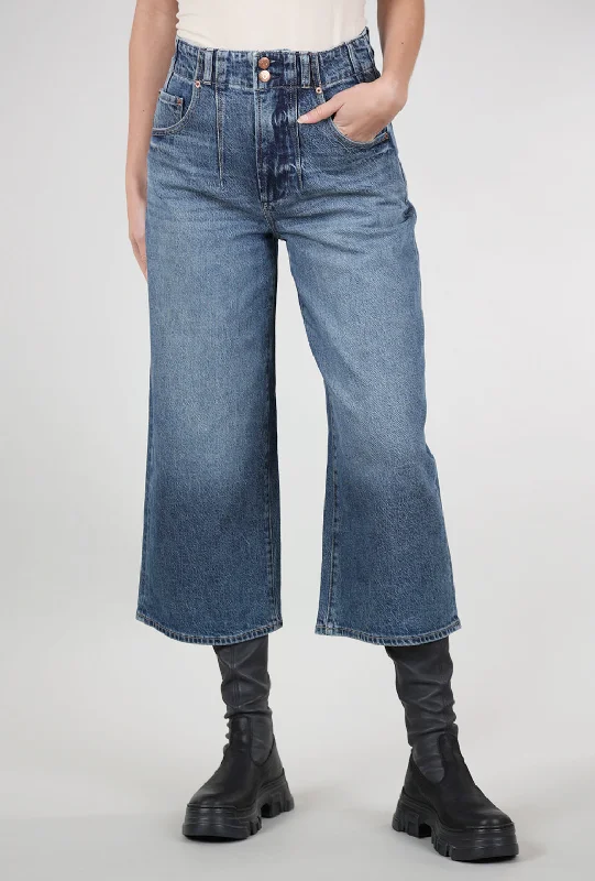 Scarlett High Rise Gaucho Denim, District Blue