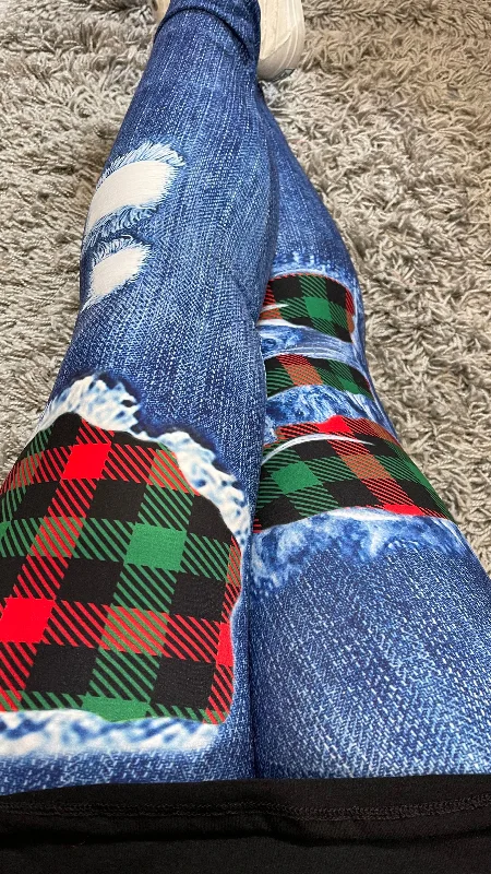 Christmas Plaid Patched Legging