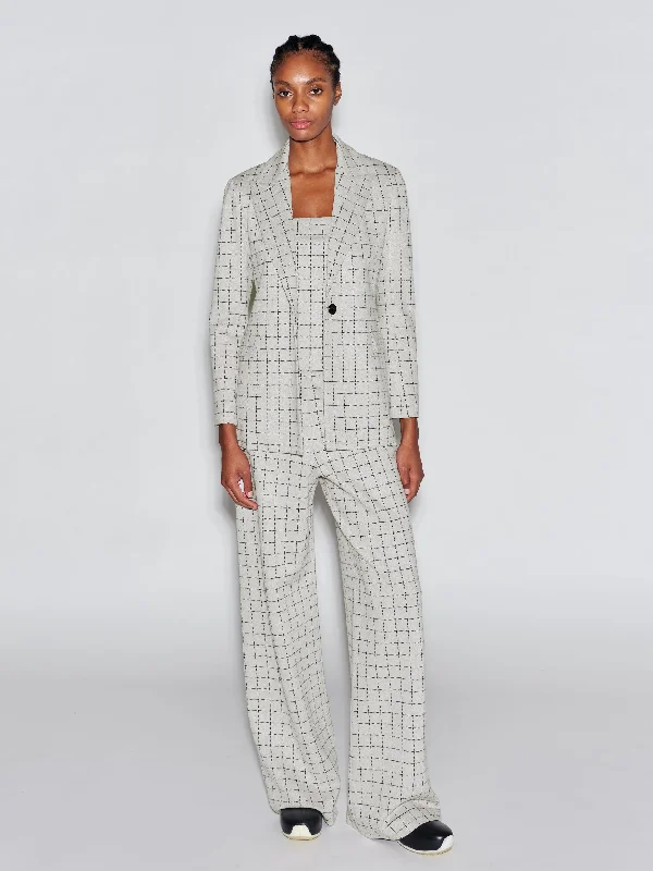 PULL ON STRAIGHT LEG TROUSER - WINDOWPANE