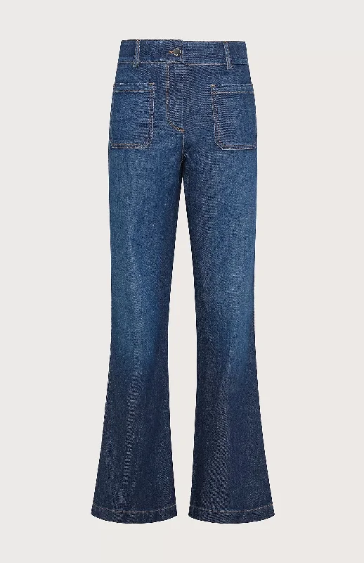 SEVENTY VENEZIA - STRETCH DENIM FLARED JEANS WITH FRONT PATCH POCKETS