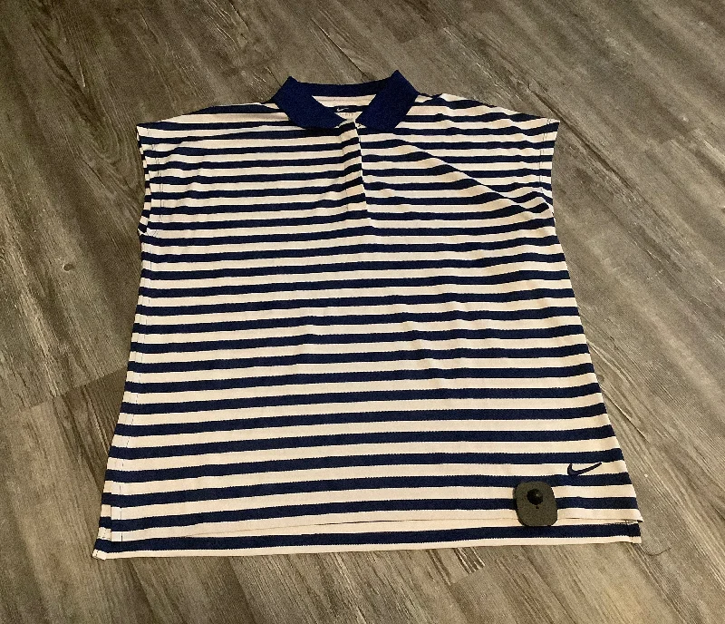 Striped Pattern Athletic Top Short Sleeve Nike Apparel, Size L